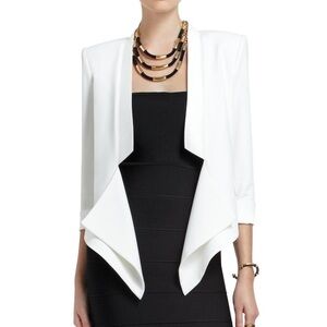 NWT bcbgmaxazria candice open cropped tuxedo blazer jacket gardenia cream size M